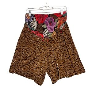 Vintage Cache Women's 10 Animal Print High Waist Shorts Boho Career Trip Pocket